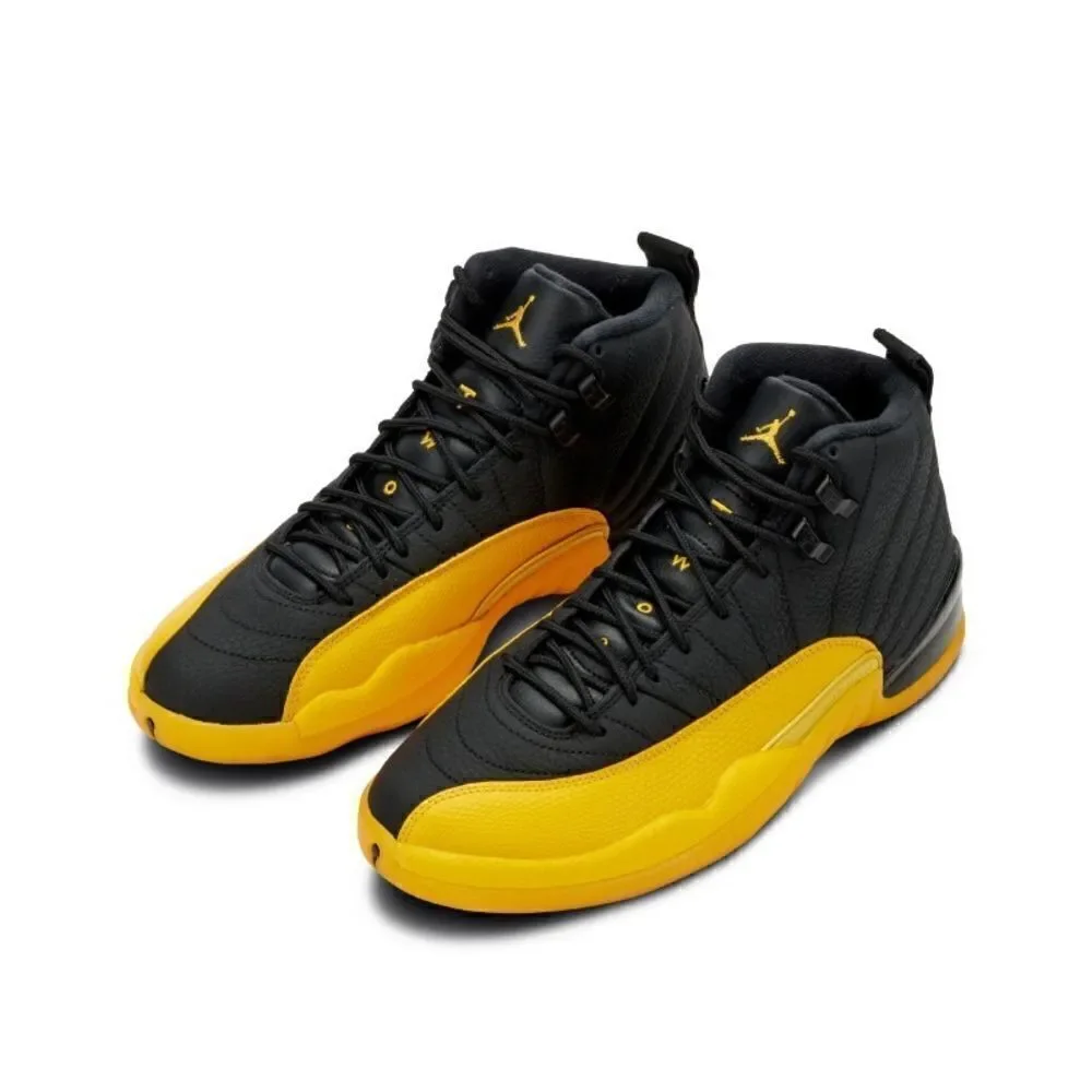 Air Jordan 12 Retro University Black Yellow Sneakers Size 12